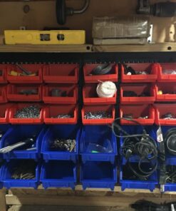Wall-Mounted Garage Storage Bins - 30 Compartments for Garage Organization, Craft Supply Storage, Tool Box Organizer Unit by Stalwart (Red/Blue) 27 71R7YPto33L