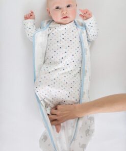 SwaddleDesigns Cotton Flannel Sleeping Sack, Sleeveless Wearable Blanket with 2-Way Zipper, Made in USA, Elephant and SeaCrystal Chickies, 6-12 Months Seacrystal Elephant & Chickies Medium 6-12 Month 11 71R7YWJoymL