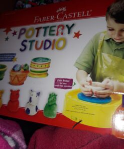 Faber-Castell Pottery Studio - Kids Pottery Wheel Kit for Ages 8+, Complete Pottery Wheel and Painting Kit for Beginners, 3 lbs of Sculpting Clay and Tools 36 71R80XvornL