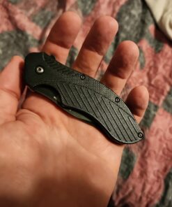 Kershaw Clash Black Serrated Pocketknife, 3" 8Cr13MoV Steel Drop Point Blade, Assisted One-Handed Flipper Opening, Folding Utility EDC 47 71R8IOJM2kL