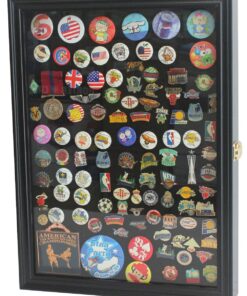 Large 19"X 14" Pin Display Case Medal Shadow Box with 98% UV Protection for Military Medals, Beach Tags, Jewelry Pins, Pin Gift, Insignia Ribbons, Pin Collectibles Black Finish 25 71R8kdZ40JL