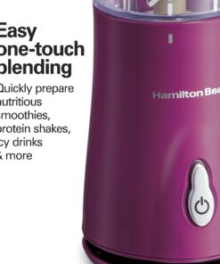 Hamilton Beach Portable Blender for Shakes and Smoothies with 14 Oz BPA Free Travel Cup and Lid, Durable Stainless Steel Blades for Powerful Blending Performance, Raspberry (51131) 14 oz. 1 Jar 27 71RBL0F2TL