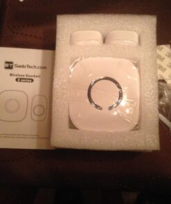 SadoTech Wireless Doorbells for Home, Apartments, Businesses, Classrooms, etc. - 2 Door Bell Ringer & 1 Plug-In Chime Receiver, Battery Operated, Easy-to-Use, Wireless Doorbell w/LED Flash, White 2 push buttons + 1 receiver 44 71RBT 30erL