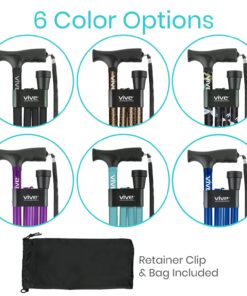 Vive Folding Cane - Foldable Walking Cane for Men, Women - Fold-up, Collapsible, Lightweight, Adjustable, Portable Hand Walking Stick - Balancing Mobility Aid - Sleek, Comfortable T Handles (Teal) Teal 27 71RBXbtKzKL