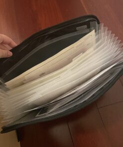 ENGPOW Fireproof File Folder Fireproof Fire and Water Resistant Money Document Bag with A4 Size 13 Pockets Zipper Closure Non-Itchy Silicone Coated Portable Filing Organizer Pouch(14.3" x 9.8") Black,13 Pockets 44 71RCSG3sMeL