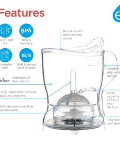 GROSCHE 17.7oz BPA-Free Tea Infuser Teapot with Drip-Free, Easy Clean Design 17.7 fl oz Clear 40 71RFF7hmufL
