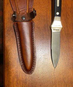 Old Timer 162OT Boot Knife 7.8in High Carbon Stainless Steel Full Tang Fixed Blade Knife with 3.8in False Edge Blade, Black Sawcut Handle, and Leather Belt Sheath for Camping, Hunting, and Outdoors 18 71RGPrNE8ML