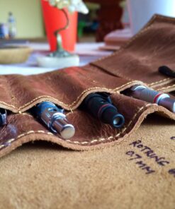 Rustic Genuine Leather Pencil Roll - Pen and Pencil Case - Dark Brown 57 71RGzUuGSNL