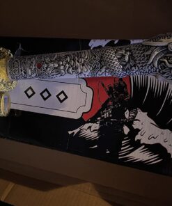 Snake Eye Tactical Highlander Dragon Design Handle Samurai Katana Triple Sword Set w/ Sword Stand Black & Gold 14 71RJ7Oe4BlL