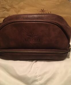 Vetell Classic Men's Leather Toiletry Bag and Dopp Kit with Upper and Lower Zippered Compartments, 2 Mesh Bottle Pouches, and Carrying Handle - The Best Gift for Men. 54 71RJICNH35L