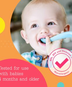 Spuni - First Baby Spoon for 4 Months Onwards, Bouncing Blue and Oops! Orange, 2 Pack Bouncing Blue & 'Oops!' Orange 14 71RK3nkMNWL