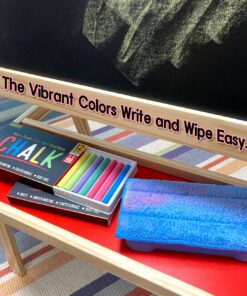 Alternative view of Huntz Dustless Chalk With Microfiber Eraser (Washable & Reusable) (12 White Chalks + 12 Colored Chalks + Eraser) 12 White Chalks + 12 Colored Chalks + Eraser