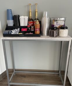 Mind Reader, Countertop Organizer, Coffee Bar, Kitchen Cup and Condiment Station, 17.875" L x 9.5" W x 6.625" H, Black 17.875"L x 9.5"W x 6.625"H, 32 71RMEq3l6L
