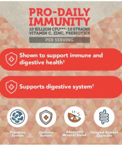 Vitamin Bounty Pro-Daily Immunity Probiotic - 10 Billion CFU Blend, Zinc & Vitamin C for Digestive Health, Immune Support Prebioitcs and Probiotics for Women and Men - 60 Capsules 1 23 71RO8muK7GL 2