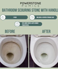 Powerstone Pumice Stone Toilet Bowl Cleaner with Handle (1-pack) - A Solution for Hard Water Stains on Toilets, Grills, Tiles, Grout & Pools Pack of 1 28 71RPQp67R1L 1