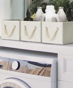 StorageWorks Storage Baskets for Organizing Shelves , Foldable Fabric Storage Bins with Handles, Beige, White & Ivory, 3-Pack, 11 ½" L x 8 ¾" W x 6 ½" H 28 71RPphVwEAL