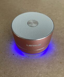 LENRUE A2 Portable Wireless Bluetooth Speaker with Lights and Lanyard,5W Mini Small Metal Speakers Bluetooth 5.0/Aux-in for iPhone Android Home Outdoor, Birthday for Women/Girls Rose Gold 29 71RQF2H9baL