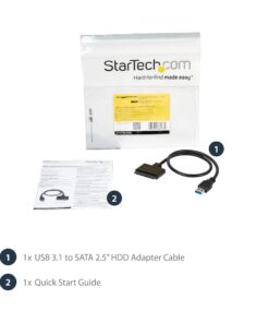 StarTech.com USB 3.1 to 2.5" SATA Hard Drive Adapter - USB 3.1 Gen 2 10Gbps with UASP External HDD/SSD Storage Converter (USB312SAT3CB) USB 3.1 | 2.5" 31 71RSJrwmR5L