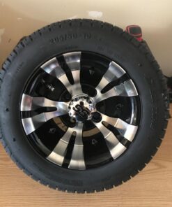 10" VAMPIRE Machined/Black GOLF CART WHEELS AND 205/50-10 Low Profile Golf Cart Tires Combo - Set of 4 38 71RSxPLz2dL
