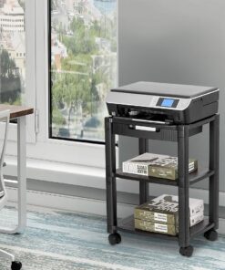 Halter Printer Stand, Rolling Home Office Printer Stand with Storage and Cable Management, Pack of 2 Printer Tables, Black Printer Cart, LZ-308 Black 2 Pack 11 71RTKgEPsqL