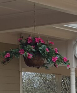 Nearly Natural Bougainvillea Basket Silk 1 Artificial Hanging Plant, 32 x 32 x 24, Green, Pink 56 71RTuHZgF1L