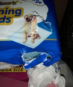 HONEY CARE All-Absorb, X-Large 28" x 34", 40 Count, Dog and Puppy Training Pads, Ultra Absorbent and Odor Eliminating, Leak-Proof 5-Layer Potty Training Pads with Quick-Dry Surface, Blue 34 71RV7 VlhnL