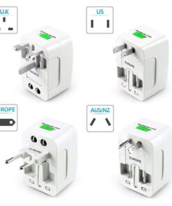 Insten Universal Worldwide Travel Adapter for 150+ Countries, International Power Charger, European Adapter, Wall Charger Power Plug for USA EU UK AUS Compatible w/ iPhone, iPad, Samsung Galaxy & More 17 71RWisEDykL