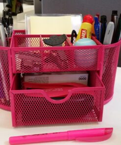 Mesh Desk Organizer Office Supply Caddy Drawer with Pen Holder Collection Pink 25 71RX RVdV L