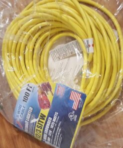 US Wire and Cable 74100 Extension Cord, 100ft, Yellow, 100 Foot 100 ft 17 71RXAaHcisL