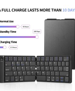 Samsers Foldable Bluetooth Keyboard - Portable Wireless Keyboard with Stand Holder, Rechargeable Full Size Ultra Slim Keyboard Compatible IOS Android Windows Smartphone Tablet and Laptop-Black Black 30 71RYYrMqFgL
