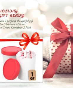 StarPack Ice Cream Containers for Homemade Ice Cream (2 Pcs) - Reusable Ice Cream Storage Containers for Freezer - Leak-Free Ice Cream Containers with Lids (Silicone) - 1 Liter per Ice Cream 2 Pc Set (Large) 28 71RbOjDb7ZL