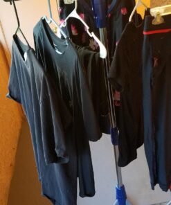 Household Essentials 5009-1 Collapsible Portable Indoor Tripod Clothes Drying Rack for Hanging Laundry | Silver and Blue Medium 49 71Rbpqki5oL