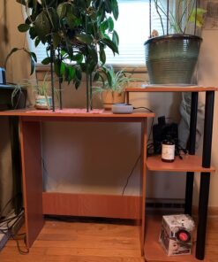 Furinno Efficient Home Laptop Notebook Computer Desk with Square Shelves, Light Cherry/Black Plastic Poles-Square Side 50 71RcmPw9bAL