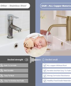 Greenspring Brushed Gold Bathroom Faucet for Sink 1 Hole Single Handle Modern Bathroom Sink Faucet Lavatory Commercial Bath Vanity Tap with Pop Up Drain Style A 13 71Rcw1OjexL