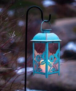 Solar Lantern Outdoor Hummingbird Blue Decor Antique Metal and Glass Construction Mission Solar Garden Lantern Indoor and Outdoor Solar Hanging Lantern Entirely Solar Powered Lantern Low Maintenance 1 Pack 23 71RfkjcITSL