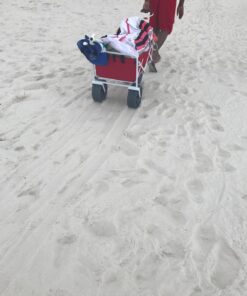 Mac Sports Heavy Duty Collapsible Folding All Terrain Utility Wagon Beach Cart - Red/White 27 71RiDpIWwL