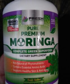 FRESH HEALTHCARE Moringa Oleifera 180 Capsules – 100% Pure Leaf Powder - 3 Month Supply - Non GMO and Gluten Free - Complete Green Superfood Supplement - Energy, Metabolism and Immune Support 29 71Rj2kQOWXL