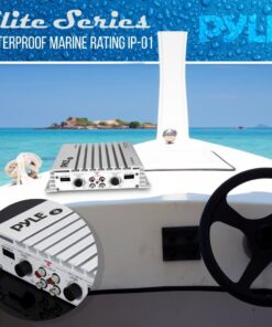 Pyle Hydra Marine Amplifier - Upgraded Elite Series 400 Watt 4 Channel Audio Amplifier - Waterproof, Dual MOSFET Power Supply, GAIN Level Controls, RCA Stereo Input & LED Indicator (PLMRA400) 27 71RjEh5ELBL