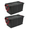 Sterilite 14699002 40 Gallon/151 Liter Wheeled Industrial Tote, Black Lid & Base w/ Racer Red Handle & Latches, 2-Pack 11 71RjhFZ3PIL