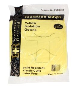Ever Ready First Aid Isolation Gown with Elastic Wrists, Fluid Resistant, Yellow (Pack of 10) 7 71Rm2XV 1EL