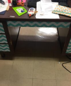 The Macbeth Collection Self Adhesive Shelf Liner - 2 Pack - Rugby Chevron Aqua Pop 22 71RmQy1Mg4L