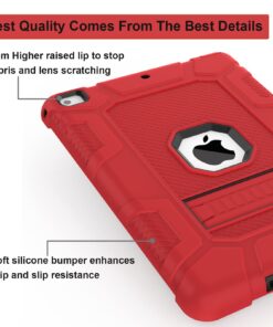 Rantice iPad 6th Generation Cases, iPad 5th Generation Case, iPad Air 2 Case, iPad 9.7 Case, Shockproof Rugged Drop Protection Cover Built with Kickstand for iPad 9.7'' A1893/A1954/A1822/A1823(Red) Red+Black 26 71Rn7PSAchL