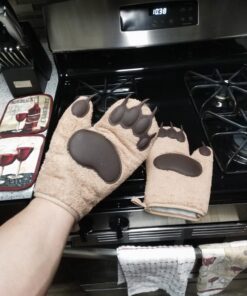 Genuine Fred Bear Hands Oven Mitts - Quality Cotton with Heat Resistant Silicone - Fun & Function Kitchen Gadgets - Funny White Elephant Gift - Great Gift for Home Cooks, Bakers, & Animal Lovers - 34 71RoUG LBvL