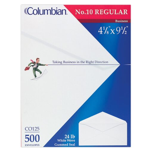 Columbian Envelopes Columbian #10 Envelopes, Gummed Seal, Executive Business, 4-1/8 x 9-1/2 Inches, White, 500 Per Box (CO125)