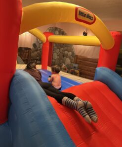 Little Tikes Jump 'n Slide Inflatable Bouncer Includes Heavy Duty Blower With GFCI, Stakes, Repair Patches, And Storage Bag, for Kids Ages 3-8 Years Jump 'n Slide Bounce House 37 71Rq3iKgSL