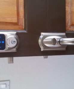 SCHLAGE Connect Camelot Touchscreen Deadbolt with Built-In Alarm and Handleset Grip with Accent Lever, Satin Nickel, FE469NX ACC 619 CAM RH, Works with Alexa Right Camelot 37 71RqGpI9PL