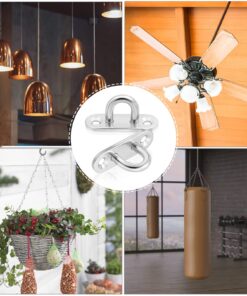 BESTOMZ 4 Pcs Stainless Steel Oblong Pad Eye Plate Staple Ring Hook Loop U-shaped Design Screws Mount Hook Hanger 16 71RrRsGHjkL