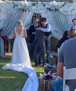 HEALON White Wedding Aisle Runner (100 Feet x 3 Feet) — Includes Pull String for Indoor or Outdoor Weddings, Prom and Parties (Wave) Wave 100ft*3ft 34 71RswYroMjL