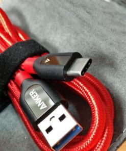 Anker USB C Cable, PowerLine+ USB-C to USB 3.0 cable (3ft/0.9m), High Durability Type C Braided Charging Cable Compatible with Samsung Galaxy S10, S9, Huawei P10, P9, Sony XZ, HTC 10 and More (Red) 3ft Red 57 71Rt81lKrKL