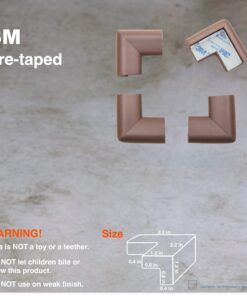 Roving Cove Corner Protector for Baby (4 Large Corners) - Hefty-Fit Heavy-Duty Soft Rubber Foam Furniture Corner Bumper Guards, 3M Adhesive Pre-Taped, Coffee Brown 4 Count (Pack of 1) 24 71Rtm0yxIL